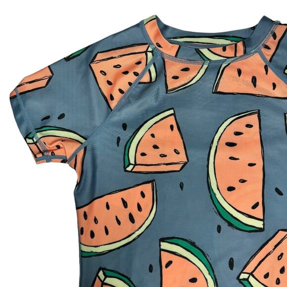 Tea Collection Girls Short Sleeve Watermelon Print Swim Rash Guard Top 10 - Picture 2 of 5
